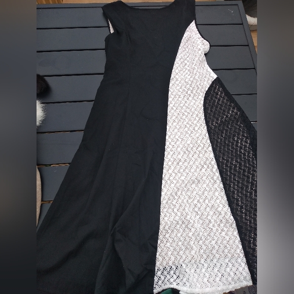 Nine West Black & White Sleeveless Dress, Size 12, Flared Skirt, Lace Ov… - Picture 4 of 12